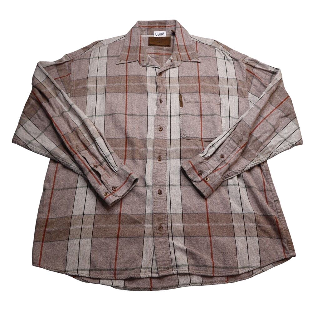Clearwater Outfitters Shirt Mens XL Brown Plaid Long Sleeve Button Up